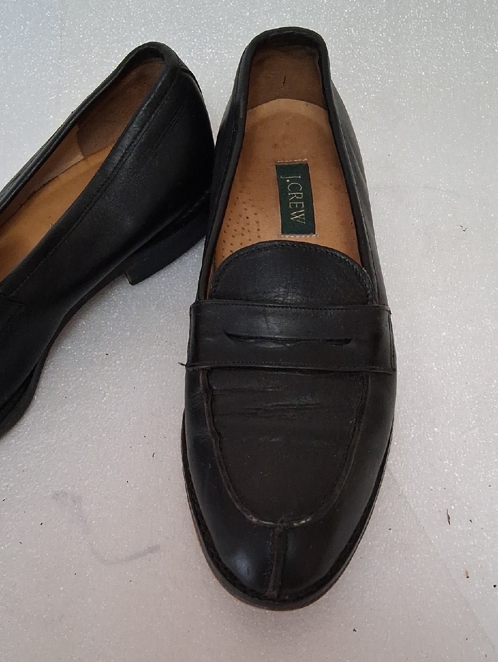 J. Crew Black Leather Penny Loafers - Men's